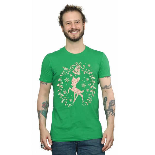 Disney Mens Bambi Christmas Wreath T-Shirt