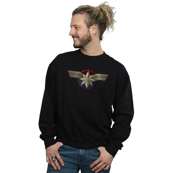 Marvel Mens Captain Marvel Chest Emblem Sweatshirt