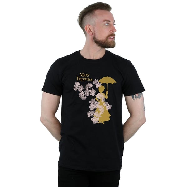 Disney Mens Mary Poppins Floral Silhouette T-Shirt