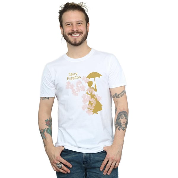 Disney Mens Mary Poppins Floral Silhouette T-Shirt