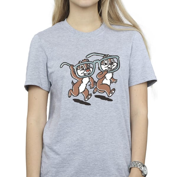 Disney Womens/Ladies Chip ´n Dale Glasses Cotton Boyfriend T-Shirt
