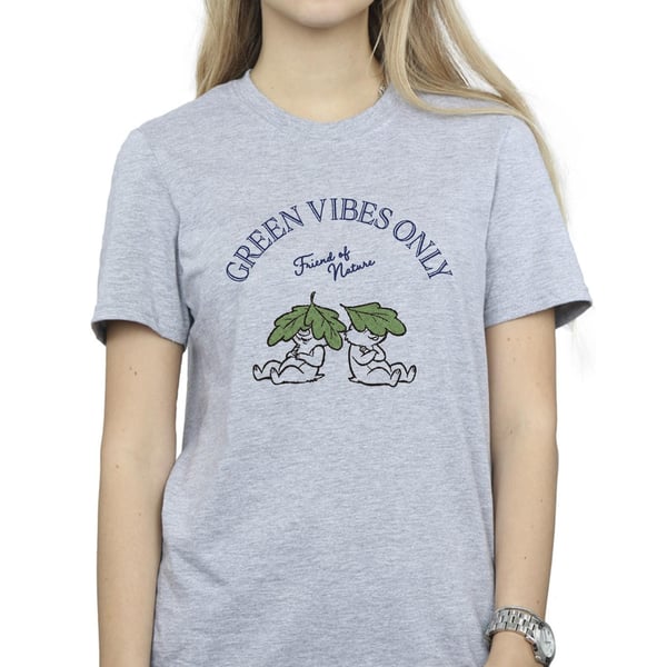 Disney Womens/Ladies Chip ´n Dale Green Vibes Only Cotton Boyfriend T-Shirt