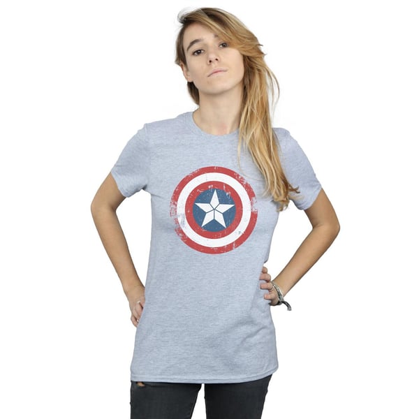 Marvel Womens/Ladies Captain America Civil War Distressed Shield Cotton Boyfriend T-Shirt
