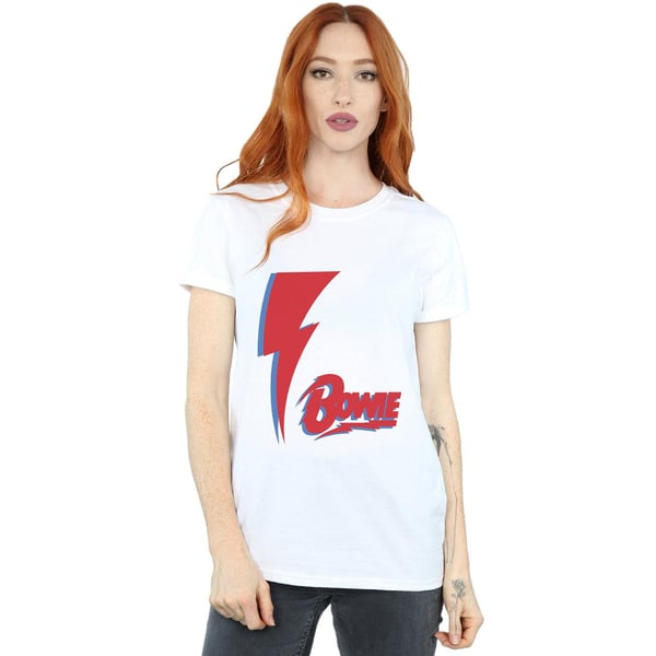 David Bowie Womens/Ladies Red Bolt Cotton Boyfriend T-Shirt