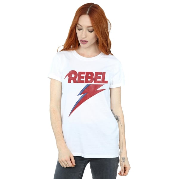 David Bowie Womens/Ladies Distressed Rebel Cotton Boyfriend T-Shirt