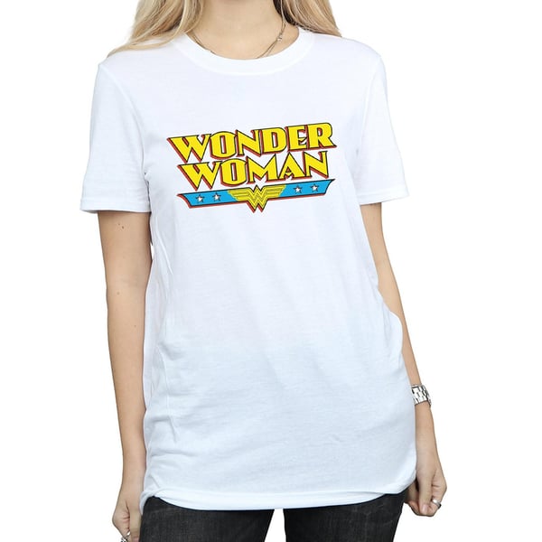 DC Comics Womens/Ladies Wonder Woman Text Logo Cotton Boyfriend T-Shirt