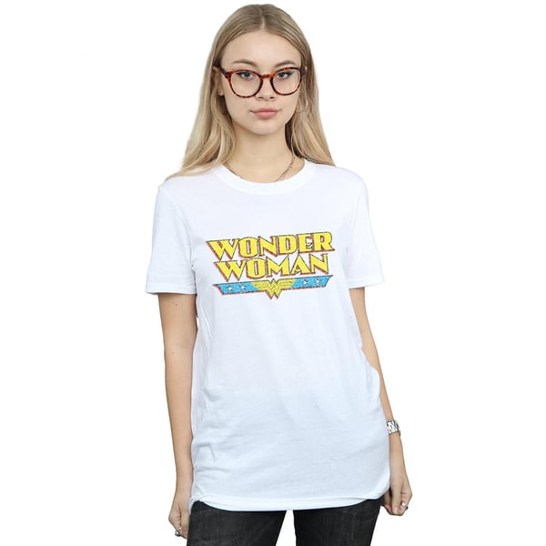 DC Comics Womens/Ladies Wonder Woman Crackle Logo Cotton Boyfriend T-Shirt