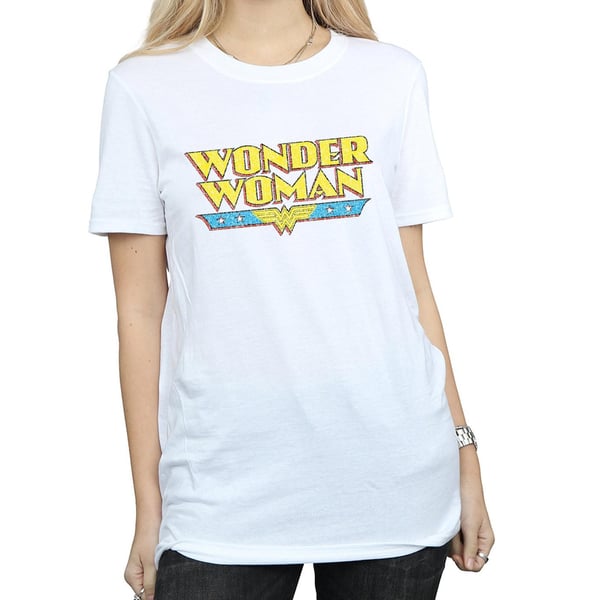 DC Comics Womens/Ladies Wonder Woman Crackle Logo Cotton Boyfriend T-Shirt