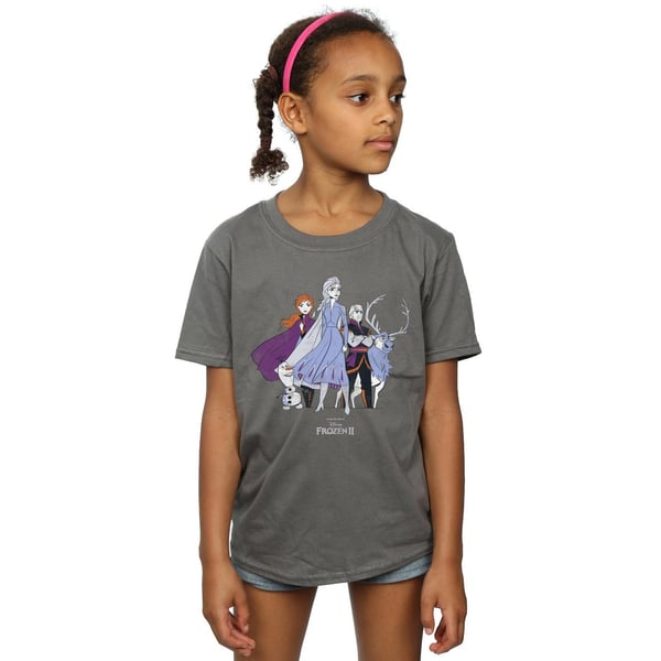 Disney Girls Frozen 2 Distressed Group Cotton T-Shirt