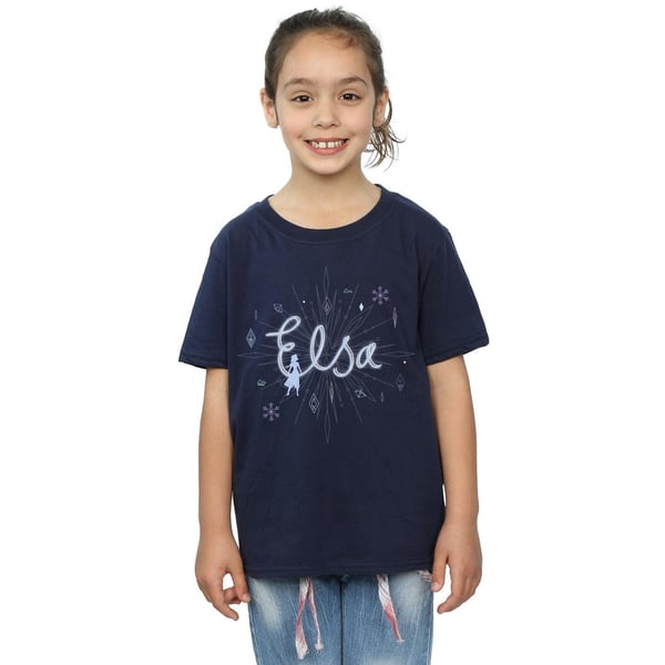 Disney Girls Frozen 2 Elsa Snowflake Cotton T-Shirt
