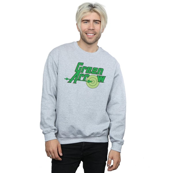 DC Comics Mens Green Arrow Text Logo Sweatshirt
