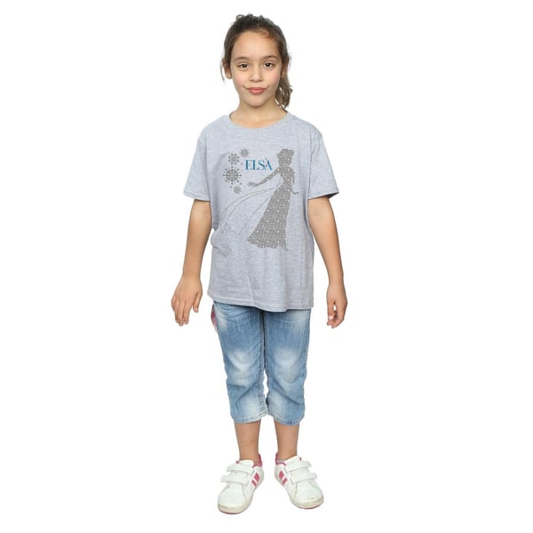 Disney Girls Frozen Elsa Christmas Silhouette Cotton T-Shirt