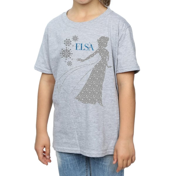 Disney Girls Frozen Elsa Christmas Silhouette Cotton T-Shirt