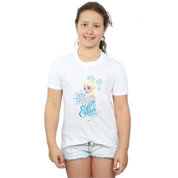 Disney Girls Frozen Elsa Snowflakes Cotton T-Shirt