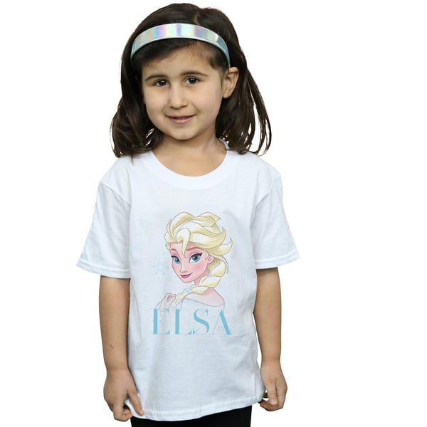 Disney Girls Frozen Elsa Snowflake Portrait Cotton T-Shirt