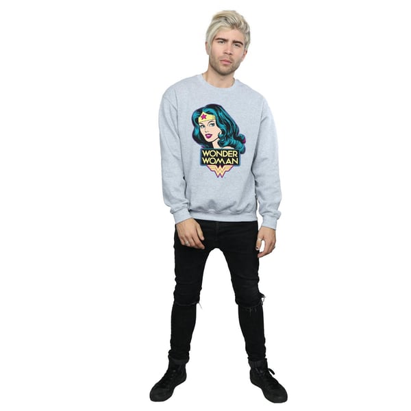 DC Comics Mens Wonder Woman Head Sweatshirt