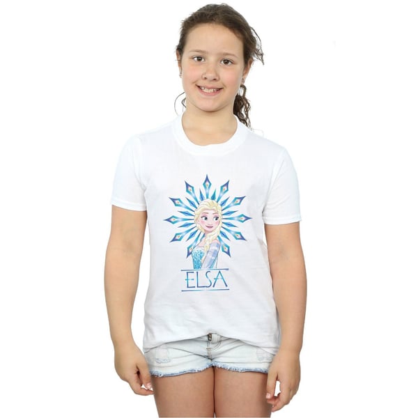 Disney Girls Frozen Elsa Snowflake Cotton T-Shirt