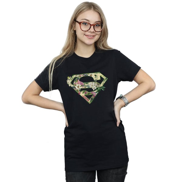 DC Comics Womens/Ladies Supergirl Floral Shield Cotton Boyfriend T-Shirt