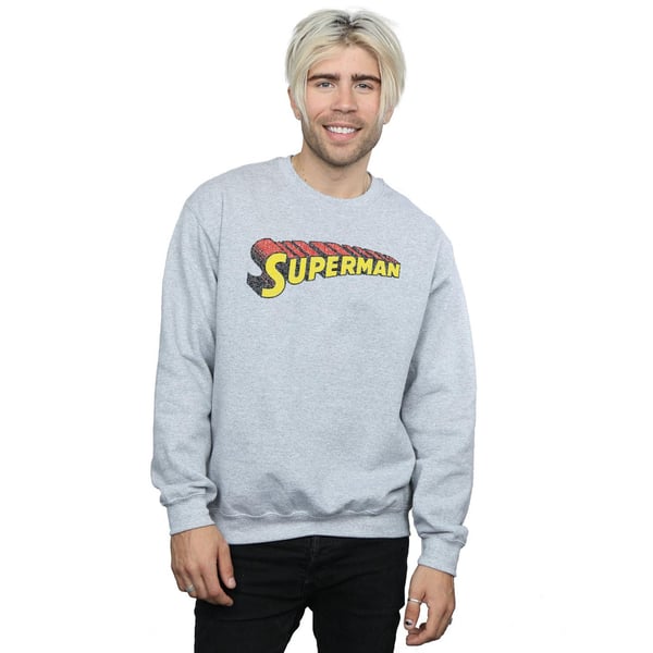 DC Comics Mens Superman Telescopic Crackle Logo Sweatshirt