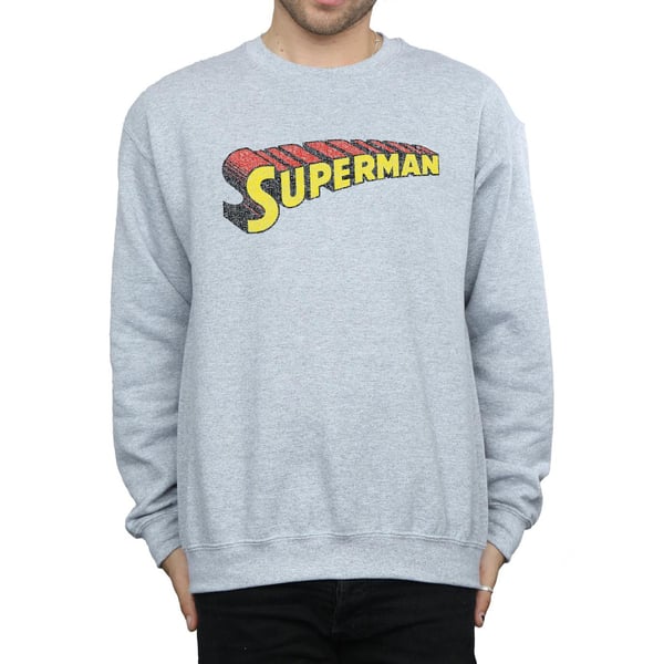 DC Comics Mens Superman Telescopic Crackle Logo Sweatshirt
