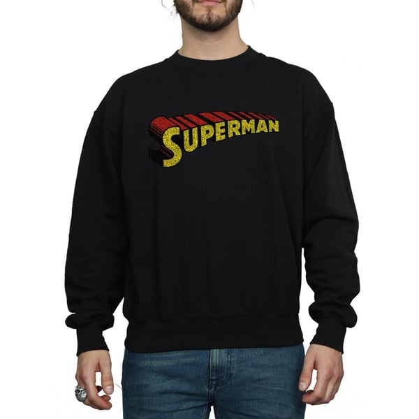 DC Comics Mens Superman Telescopic Crackle Logo Sweatshirt