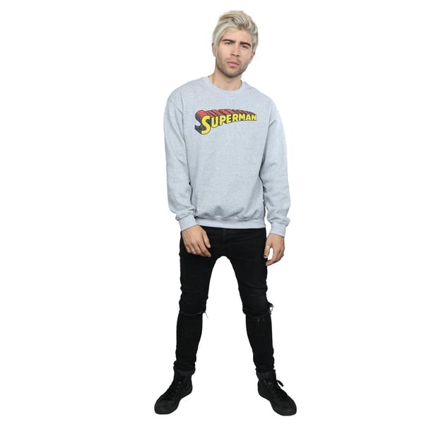 DC Comics Mens Superman Telescopic Crackle Logo Sweatshirt