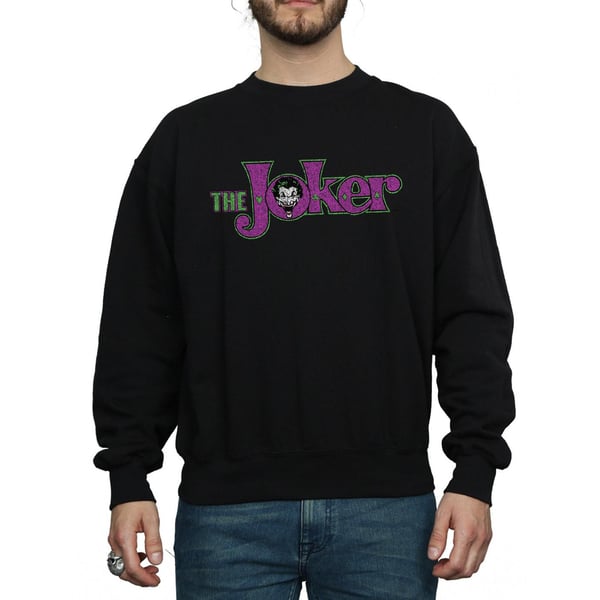 DC Comics Mens The Joker Crackle Logo Sweatshirt