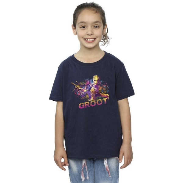 Marvel Girls Guardians Of The Galaxy Abstract Groot Cotton T-Shirt