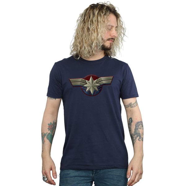 Marvel Mens Captain Marvel Chest Emblem T-Shirt