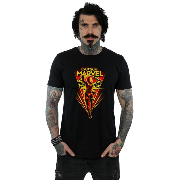 Marvel Mens Captain Marvel Flying V T-Shirt