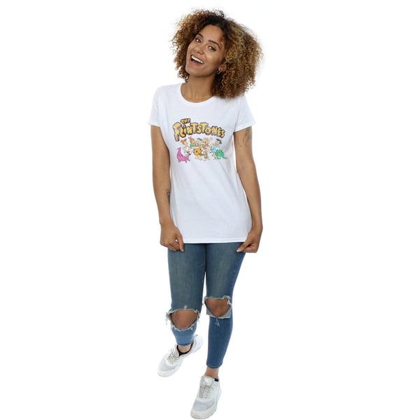 The Flintstones Womens/Ladies Group Distressed Cotton T-Shirt