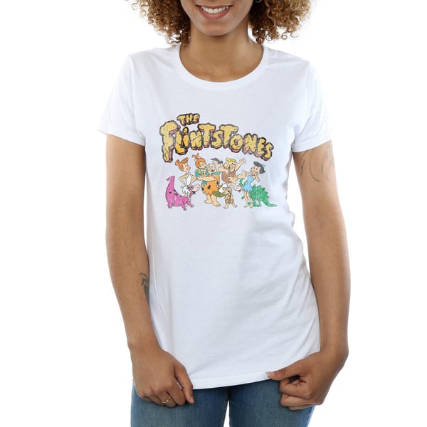 The Flintstones Womens/Ladies Group Distressed Cotton T-Shirt