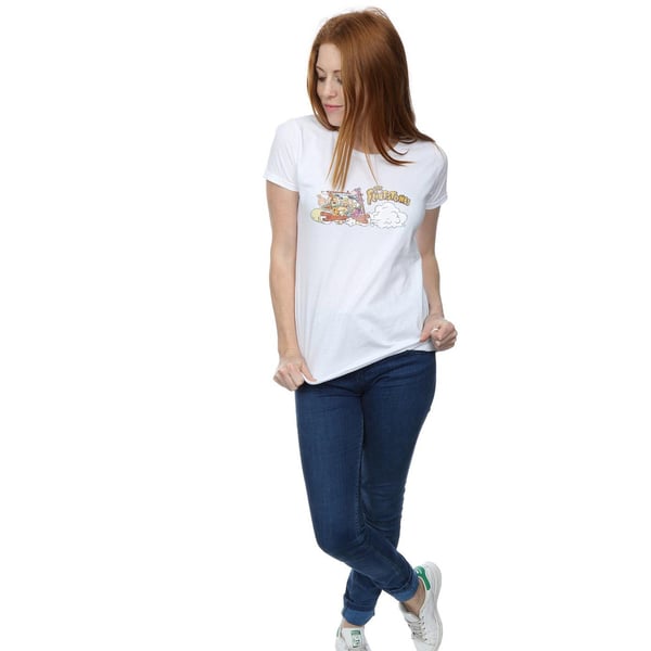 The Flintstones Womens/Ladies Family Car Distressed Cotton T-Shirt