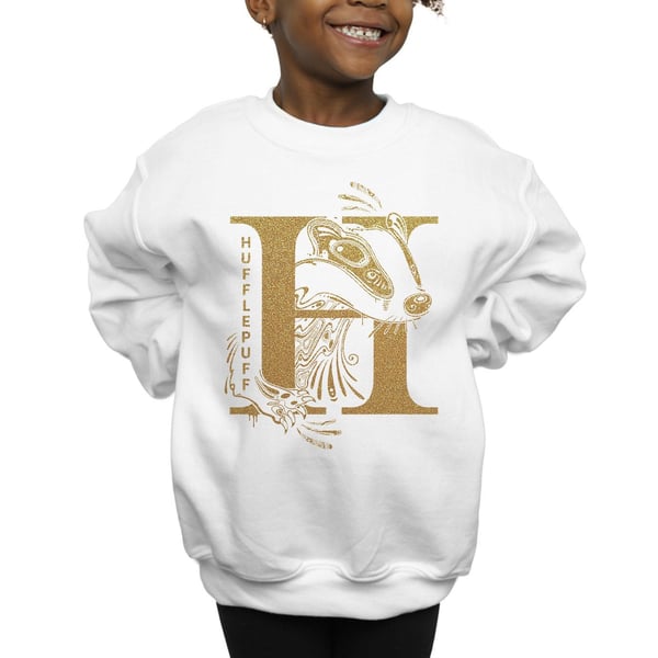 Harry Potter Girls Hufflepuff Glitter Sweatshirt