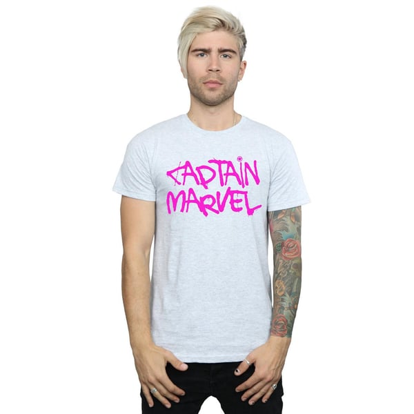 Marvel Mens Captain Marvel Spray Text T-Shirt