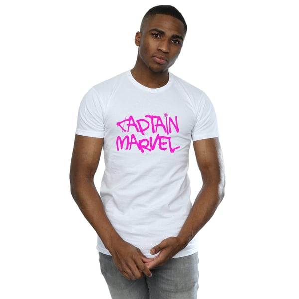 Marvel Mens Captain Marvel Spray Text T-Shirt