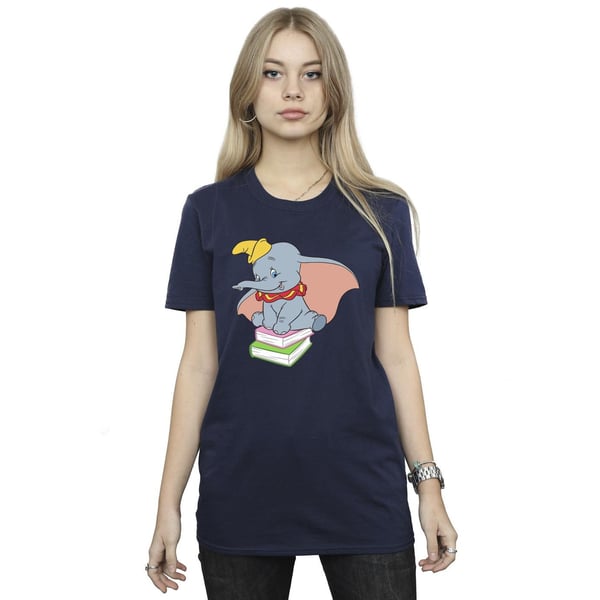 Disney Womens/Ladies Dumbo Sitting On Books Cotton Boyfriend T-Shirt