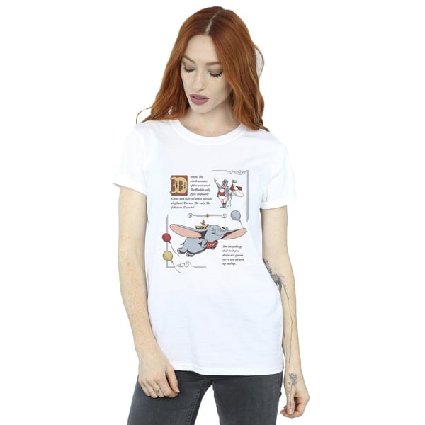 Disney Womens/Ladies Dumbo Story Book Page Cotton Boyfriend T-Shirt