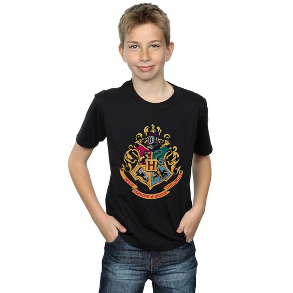 Harry Potter Boys Hogwarts Crest Gold Ink T-Shirt