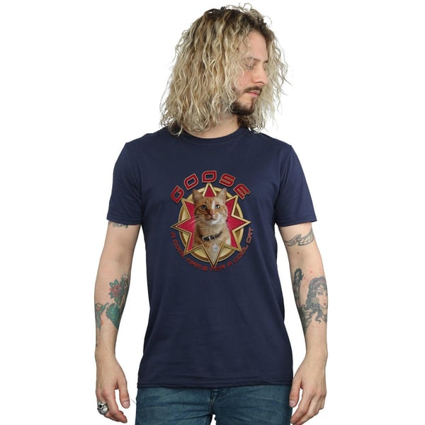 Marvel Mens Captain Marvel Goose Cool Cat T-Shirt
