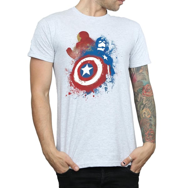 Marvel Mens Captain America Civil War Painted Vs Iron Man T-Shirt