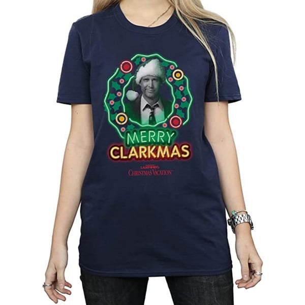 National Lampoon´s Christmas Vacation Womens/Ladies Greyscale Clarkmas Cotton T-Shirt