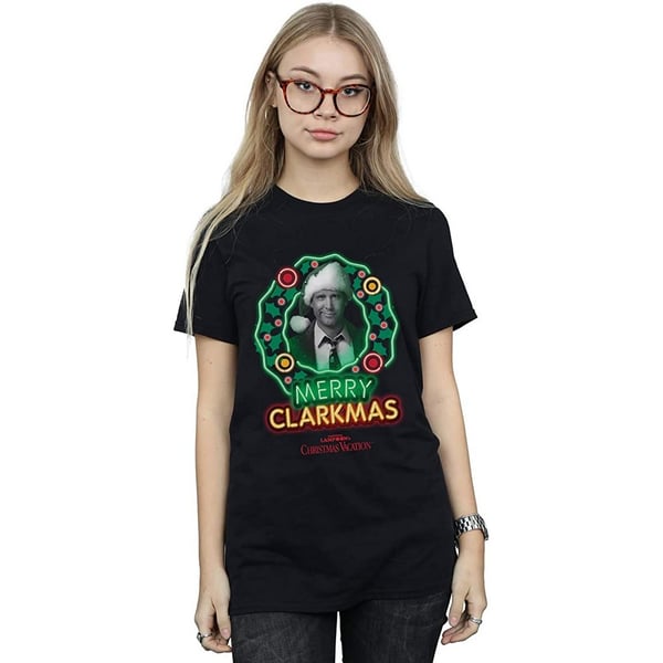 National Lampoon´s Christmas Vacation Womens/Ladies Greyscale Clarkmas Cotton T-Shirt