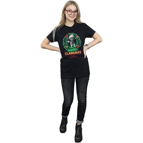 National Lampoon´s Christmas Vacation Womens/Ladies Greyscale Clarkmas Cotton T-Shirt