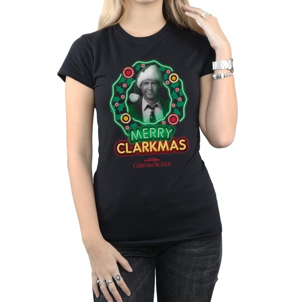National Lampoon´s Christmas Vacation Womens/Ladies Greyscale Clarkmas Cotton T-Shirt