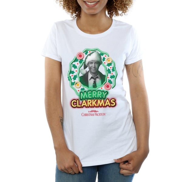 National Lampoon´s Christmas Vacation Womens/Ladies Greyscale Clarkmas Cotton T-Shirt