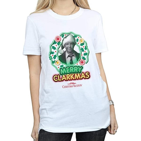 National Lampoon´s Christmas Vacation Womens/Ladies Greyscale Clarkmas Cotton T-Shirt