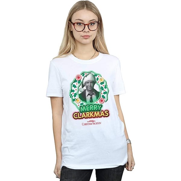 National Lampoon´s Christmas Vacation Womens/Ladies Greyscale Clarkmas Cotton T-Shirt