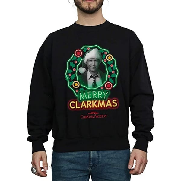 National Lampoon´s Christmas Vacation Mens Greyscale Clarkmas Christmas Sweatshirt