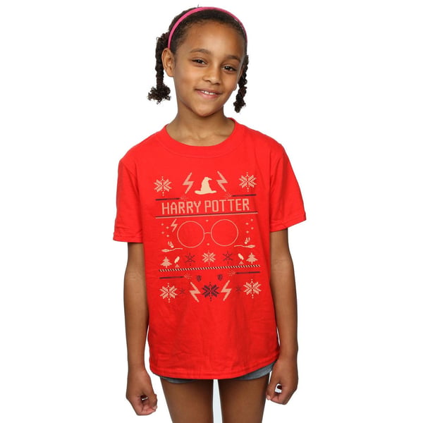 Harry Potter Girls Christmas Pattern Cotton T-Shirt